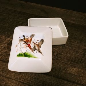 Lifton's Japan Vintage China Trinket Dish with Pheasants on Lid